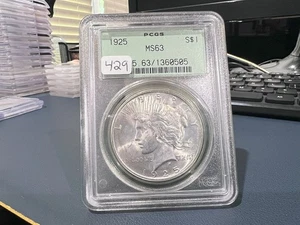 1925 Peace Dollar PCGS MS 63 OGH (EE) - Picture 1 of 2