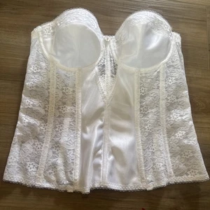 NWOT Dominique Women's Lace Longline Corset Bustier Bra 8949 Size 36C WHITE $65 - Picture 1 of 20