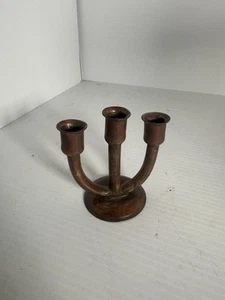 Vintage Miniature Brass/copper 3 Candlestick Holder - Picture 1 of 4