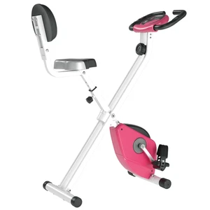 HOMCOM Magnetic Resistance Exercise Bike Foldable LCD Adjustable Seat Pink - Picture 1 of 11