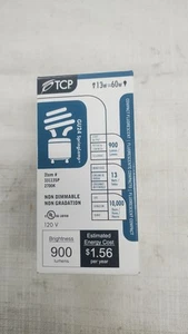 Mini-spiral CFL Bulb TCP 33113SP 13W 2700K New In Box 900 Lumens - Picture 1 of 5
