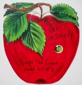 Worm in apple Hallmark vintage Birthday greeting card *TT4 - Picture 1 of 3