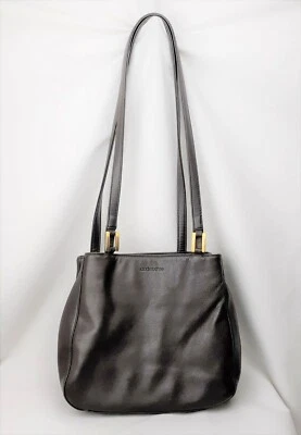 Bolso de Hombro Cartera Cuero Co Liz Claiborne Grandmacore Cuero Marrón Oscuro Años 80 Foto 1 de 4