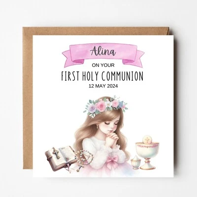 Communion Card personalised First Holy Communion Keepsake Card - Image 1 of 4