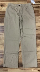 L.L. Bean klassische Passform gerade leicht Stretch gefütterte Hose Damen 14 khaki hoher Bund - Bild 1 von 6