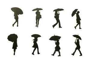8 WOMAN, GIRLS HOLDING UMBRELLA, UMBRELLA'S SILHOUETTE DIE CUT/ CUTS, CLIPART - Picture 1 of 6