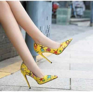Zapatos de Salón Mujer Amarillo Multicolor Talón 12 CM Perno y Cuero Sintético - Imagen 1 de 2