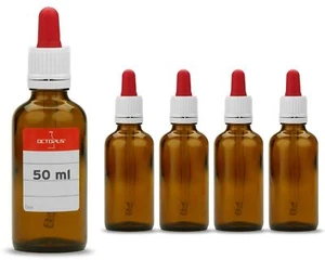 5 x Pipettenflaschen 50ml mit Glaspipette, Braunglasflaschen mit Dosierpipette - Bild 1 von 6