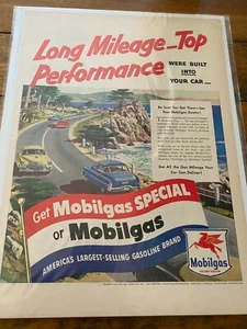 Vintage 1951 Mobilgas Long Mileage Top Performance Coastal Driving ad - Picture 1 of 1