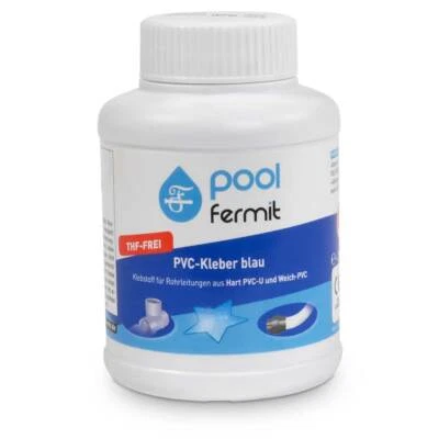 Pool Fermit PVC Kleber blau 250 ml Dose Pinsel Schwimmbad Teich Flexrohr - Bild 1 von 3