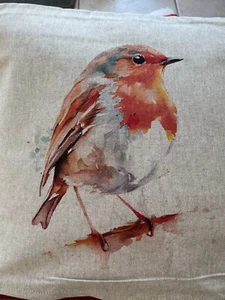 Robin 16 x 16 inch Linen  Zipped Cushion Cover Hand Made in UK - Picture 1 of 3