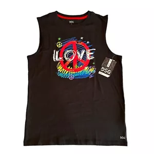 DSG Youth Size XL Pure Black Peace Pride Graphic Tank Top NWT - Picture 1 of 5