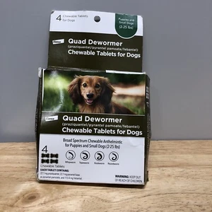 Bayer Chewable Quad Dewormer for Small Dogs, 2-25 lbs, 4 Chewable Tablets - Picture 1 of 2