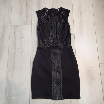 BeBe Negro Bodycon "Imitación Cuero" Mini Vestido Súper Avanzado Talla 0 Cremallera Completa Frontal  Foto 1 de 4