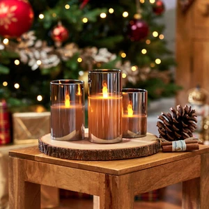 3pcs LED Glass Candles Wax Set With Remote Control Timer Flameless Flickering UK - Picture 1 of 6
