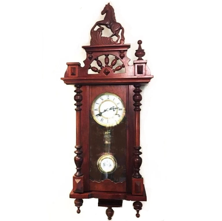 Vintage chiming wall clock. Equestrian motif. Chimes on the hour/ half-hour. - Image 1 of 4