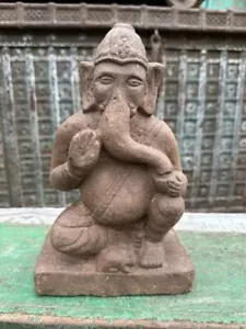 1700’s Antique Old Sandstone Hand Carved Hindu God Ganesha Sculpture - Picture 1 of 12