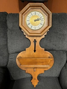 Vintage Tell City Wall Clock Solid Wood Western Germany 1960s - Picture 1 of 24