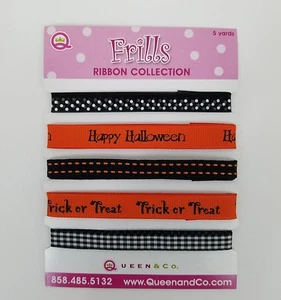 Halloween Ribbon 5 Yards Orange Black Assortment Scrapbooks Cardmaking Crafts - Picture 1 of 2