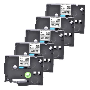 Etiqueta adhesiva fuerte negra/blanca 5 piezas compatible con Brother Tze Tz-S211 6 mm - Imagen 1 de 12
