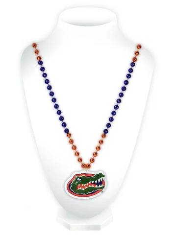 Florida Gators Mardi Gras Beads with Medallion Necklace [NEW] NCAA Jewelery Cover