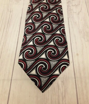 Monterey Bay by J. Blades & Co. BLK & Red Geometric Des. 100% Silk Neck Tie~ B79 - Image 1 of 4