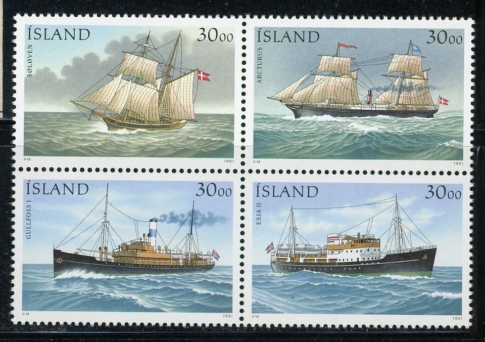 ICELAND 745 SG777-80 MNH 1991 Ships block of 4 CV$28 - Image 1 of 1