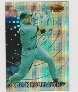 1997  BOWMAN  BEST  CHUCK  KNOBLAUCH  ATOMIC  REFRACTOR