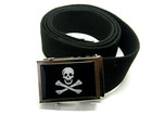 Skull & Crossbones Pirate Badge Black Belt Canvas Webbing Web Military Flag