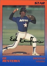 1989 Star Osceola Astros ED RENTERIA Signed Card autograph AUTO COLOMBIA