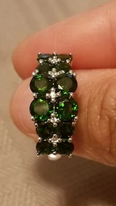COLLEEN LOPEZ STERLING SILVER HSN 4.21CTW CHROME DIOPSIDE & WHITE TOPAZ RING 9 - Picture 1 of 4
