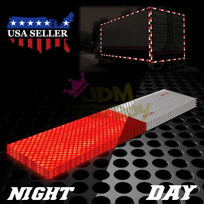 EZAUTOWRAP DOT-C2 Conspicuity Reflective Tape Red White 1 Foot Safety Warning Trailer RV