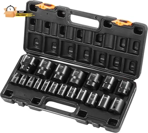 Impact Drive Socket Set 1/2 Inches 19 Piece Impact Sockets SAE, Standard - Picture 1 of 12