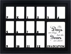 School Picture Frame Pre-K to 12 Graduation Photo Collage Black Frame with Mat, - Picture 1 of 7