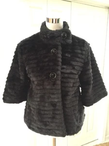 Doll House Black Faux Fur Button Up Bolero Jacket XL 16-18 Or Junior Small - Picture 1 of 6