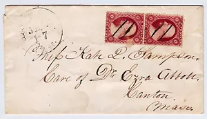 #26A-3¢ 1857-60, 17-27R10L, coppia verticale Recut RIFL 17R sfocatura in "T" 27R, 1860 - Foto 1 di 1