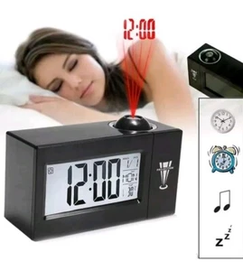 SVEGLIA DIGITALE OROLOGIO LCD CON PROIETTORE LED IGROMETRO TEMPERATURA DATA ORA - Foto 1 di 2