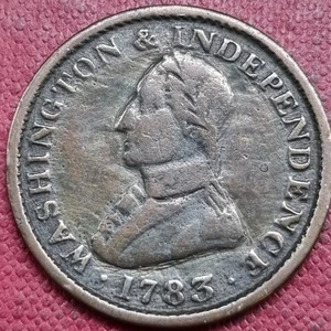 1783 Washington & Independence Cent Early Colonial Copper Token #93252 - Picture 1 of 2
