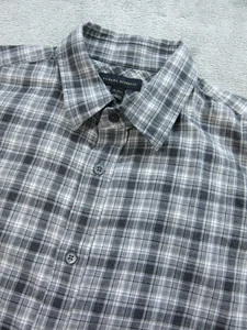 Camisa Banana Republic Para Hombres Grande 16-16.5 Abotonada Larga Slv Camisa A Cuadros Gris - Imagen 1 de 10
