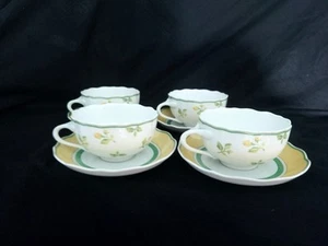 Wedgwood Summer Dream Collection ,Set Of Four Fleuret Tea Cups On Sun Saucers - Picture 1 of 8