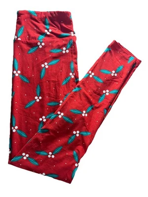 Nuevo LuLaRoe DREAM Navidad Acebo Berry Muérdago Rojo Leggings Talla OS (2-10) Foto 1 de 4