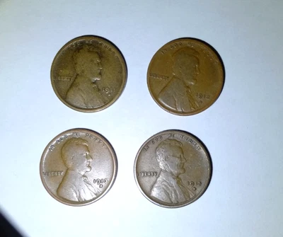 1911-d, 1912-d, 1913-d, 1915-d Lincoln Cents - Image 1 of 3