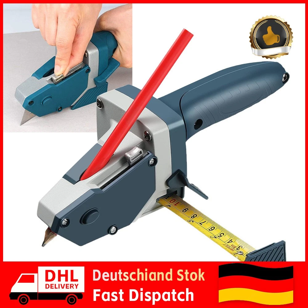 Zebery All-in-One Trockenbau-Werkzeug – Mit Integriertem Maßband, Klingenbox Und Führung | Für Gipskarton, Pappe, Mehr
