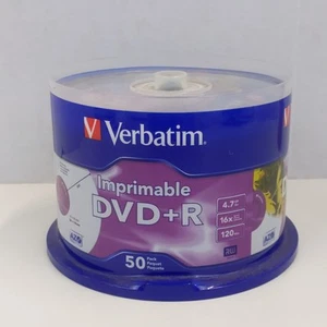 Verbatim Printable DVD+R 50 Pack 4.7GB 16x 120min Blank Media Disc Spindle Set - Picture 1 of 2