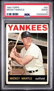 1964 Topps Mickey Mantle #50 PSA 2 - Foto 1 di 2