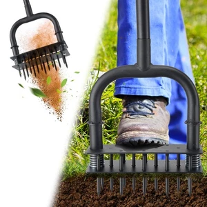 Aerator Lawn Tool: Sharp 14 Iron Spikes, Automatic Dirt Leaf Cleaning, Manual... - Picture 1 of 7