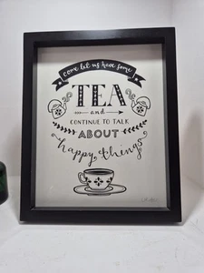 Jen Roffe Black Framed Kitchen Wall Art Print. A4 Tea, Talk Happy Things - Picture 1 of 7
