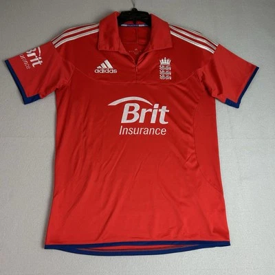 England Team Jersey Cricket Polo Shirt Red Adidas Trikot 2013 English Men’s Sz M - Image 1 of 4
