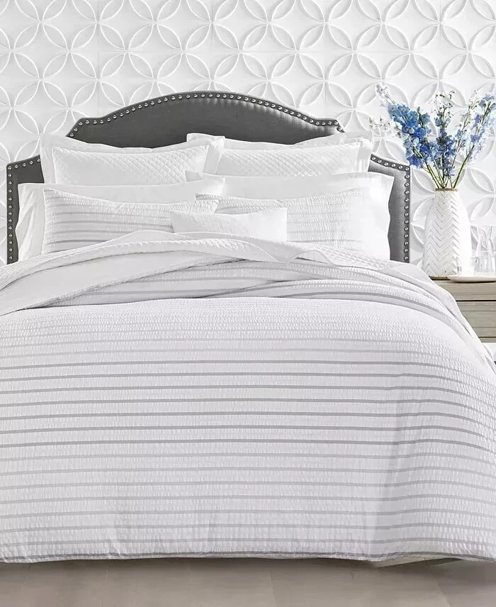 $320 Charter Club Damask Design Seersucker Ombre Stripe Twin Comforter Set 2 PC - Image 1 of 4
