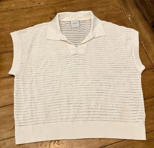 Varley Women's Collared V-Neck Otto Open Knit Sweater Vest XL Cream - Picture 1 of 12